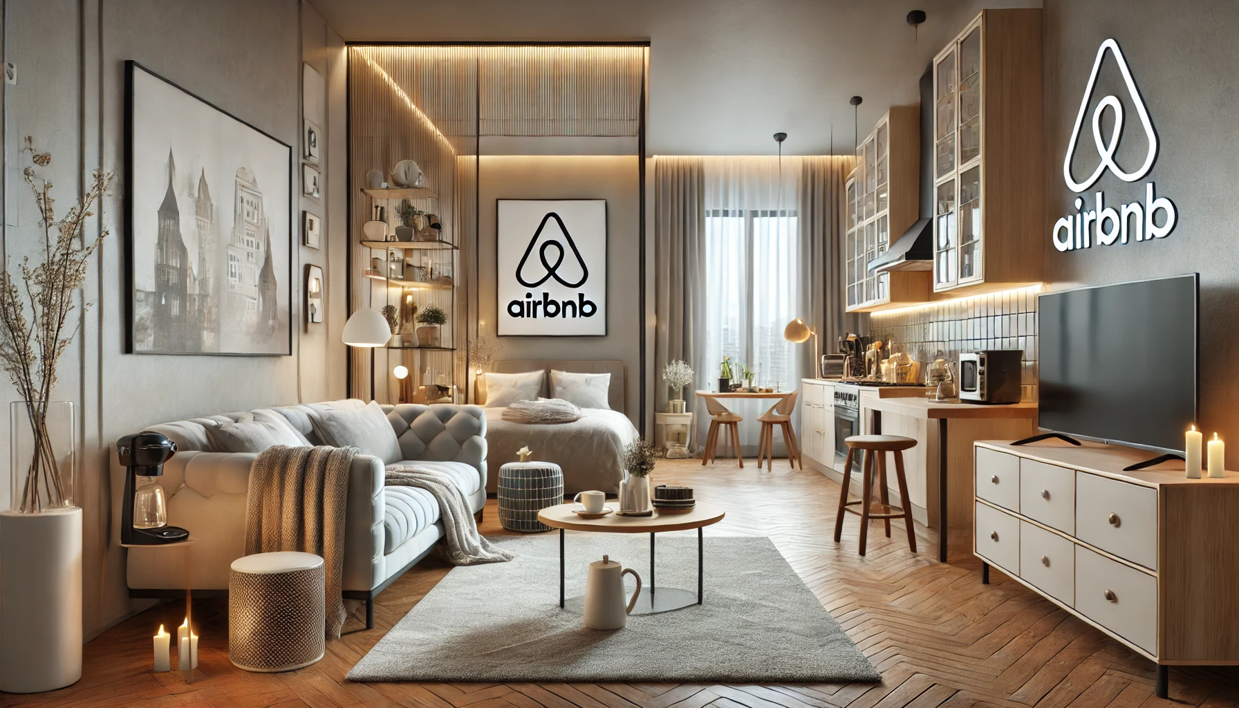 airbnb apartment after reconstruction, image created with AI
